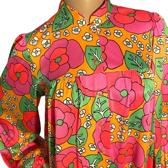 VINTAGE JANTZEN BRIGHT FLORAL MOD TOP